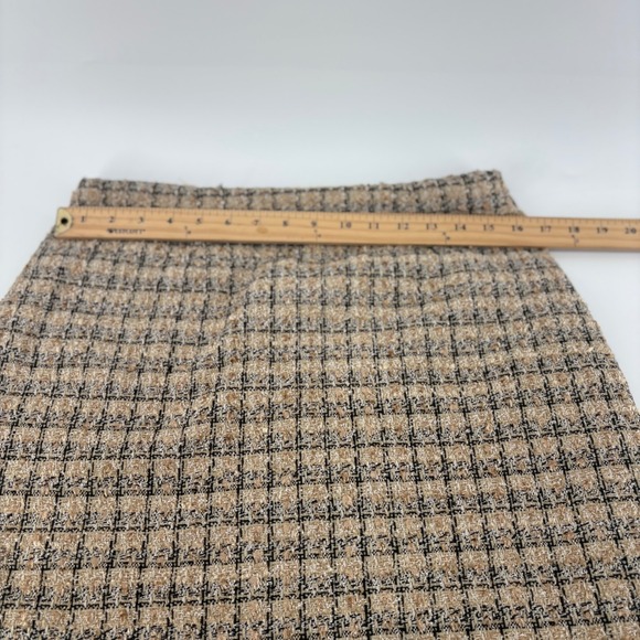 Studio C Women's Size 10 Plaid Tweed Knee Length Skirt Tan Brown‎ Black - Picture 3 of 7